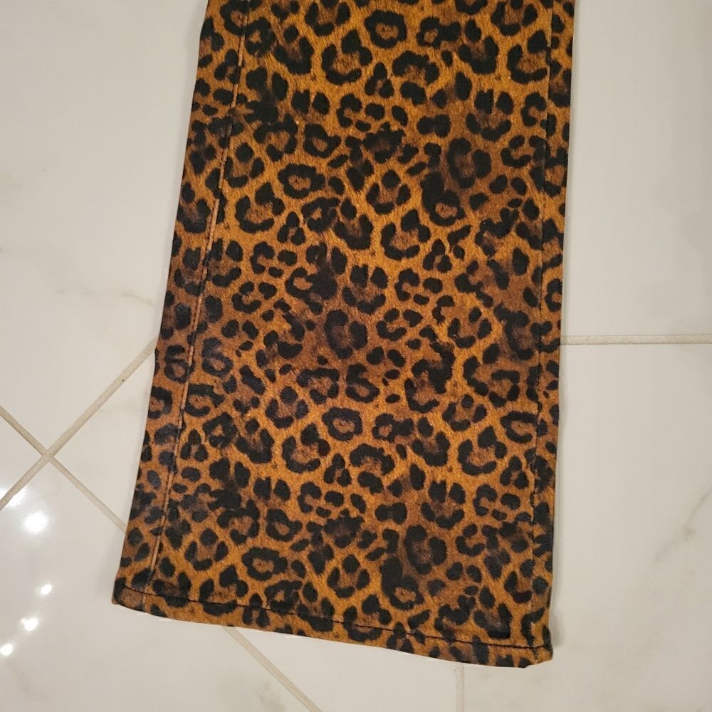 7 for all Mankind Leopard Print High-rise Slim-fit Kick Flare Jeans NEW - Picture 7 of 14